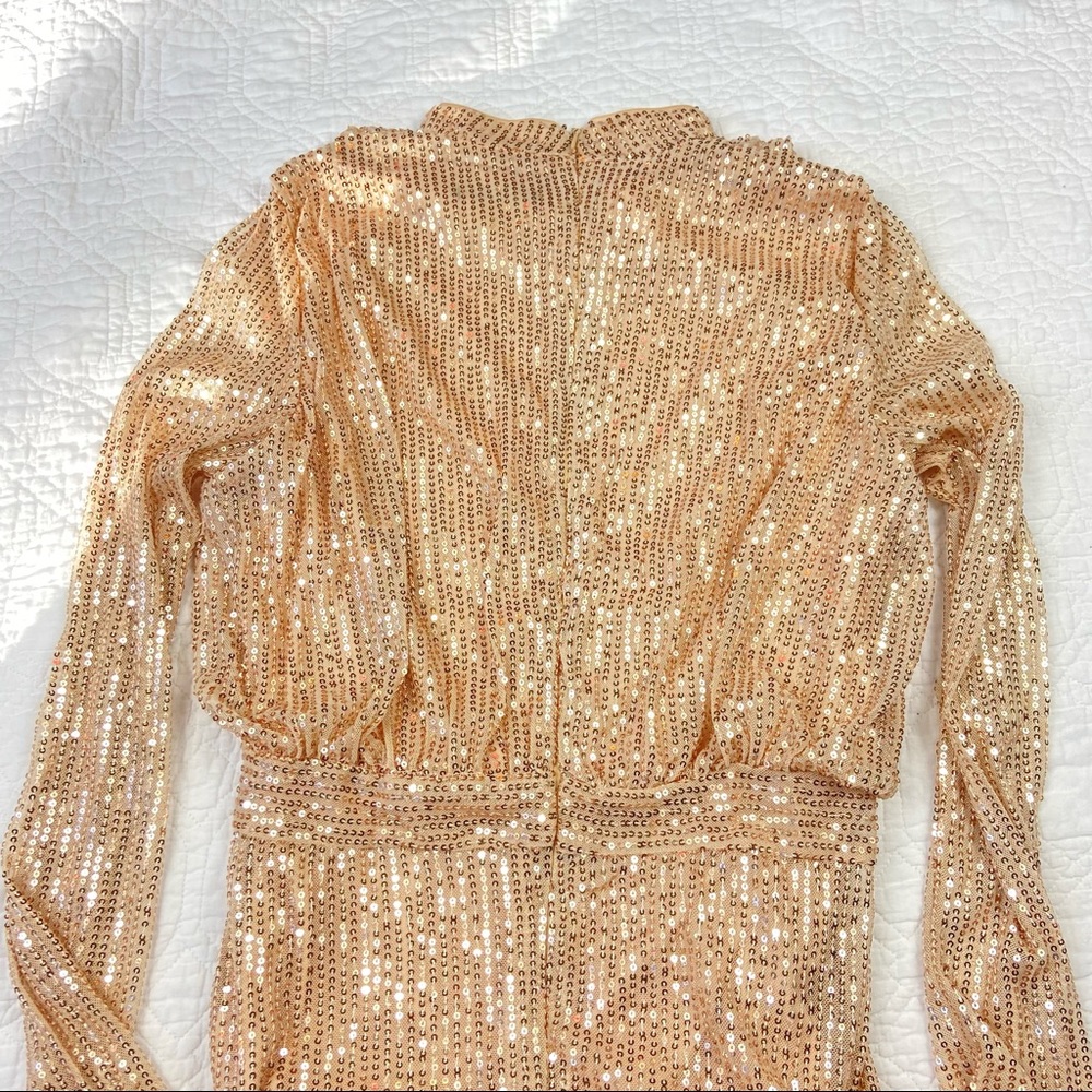 NWT boutique party dress! Gold sequin ruched party dress, sexy & sleek sz small - Picture 10 of 10